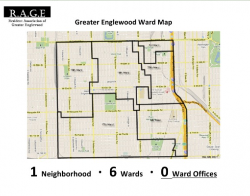 map of Englewood in Chicago and Ward boundaries